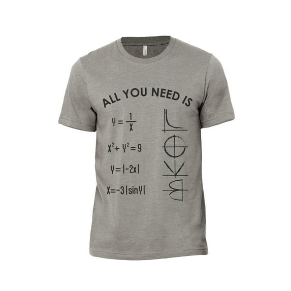 All You Need Is LOVE Math Men's Modern Fit Fun Casual T-Shirt Printed Graphic Tee Military Grey Medium