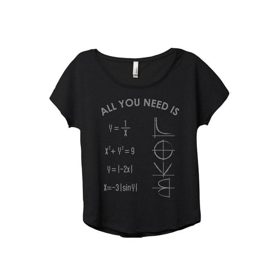 All You Need Is LOVE Math Women's Fashion Slouchy Dolman T-Shirt Tee Heather Black Large