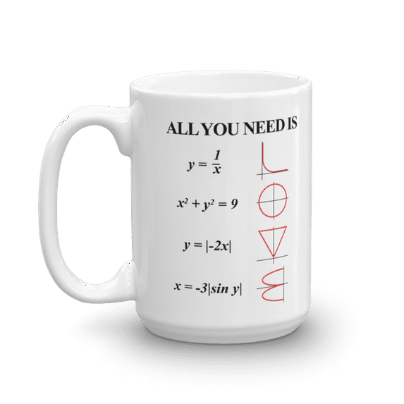All You Need Is Love Analytic Geometry Equations & Graphs Mathematical Themed Coffee & Tea Mug Cup For Engineer, Engineering Student, Algebra Teacher, Mathematics Genius, Math Nerd & Geek (15oz)