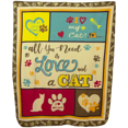 thumbnail image 1 of "All You Need Is Love And A Cat" Soft Fleece Throw Blanket 60" x 50", 1 of 3