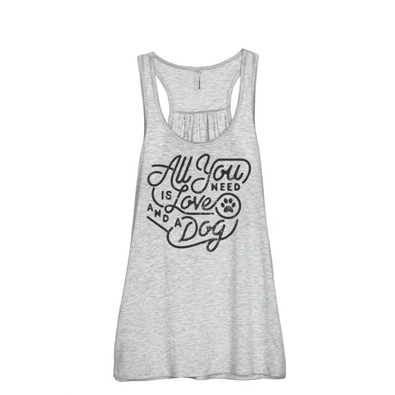 All You Need Is Love And A Dog Women's Fashion Sleeveless Flowy Racerback Tank Top Sport Grey Large