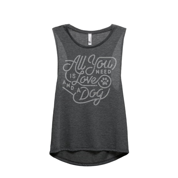 All You Need Is Love And A Dog Women's Fashion Sleeveless Muscle Tank Top Tee Charcoal Grey 2X-Large