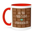 thumbnail image 1 of 3dRose, All you need is love and chocolate - funny inspiring saying for chocoholics humor humorous fun text, 11oz Two-Tone Red Mug, 1 of 7