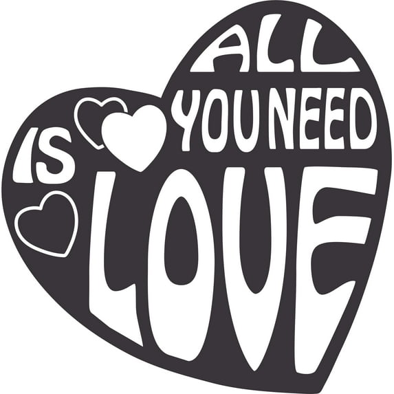All You Need Is Love Heart Quotes Customized Wall Decal - Custom Vinyl Wall Art - Personalized Name - Baby Girls Boys Kids Bedroom Wall Decal Room Decor Wall Stickers Decoration Size (30x30 inch)