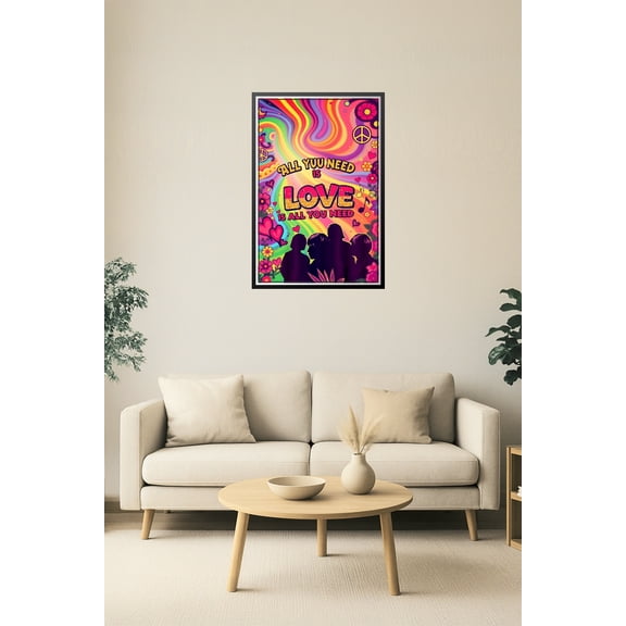 All You Need Is Love Poster Reproduction – Psychedelic 60s Retro Wall Art 【Photo Paper】