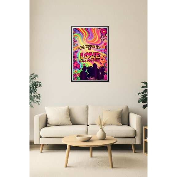 All You Need Is Love Poster Reproduction – Psychedelic 60s Retro Wall Art 【Rolled Canvas】