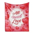 thumbnail image 1 of All You Need Is Love Soft Flannel Fleece Throw Blanket, Romantic Message in a Frame Surrounded by Hearts, Cozy Plush for Indoor and Outdoor Use, 50" x 60", Pale Pink Dark Coral, by Ambesonne, 1 of 5