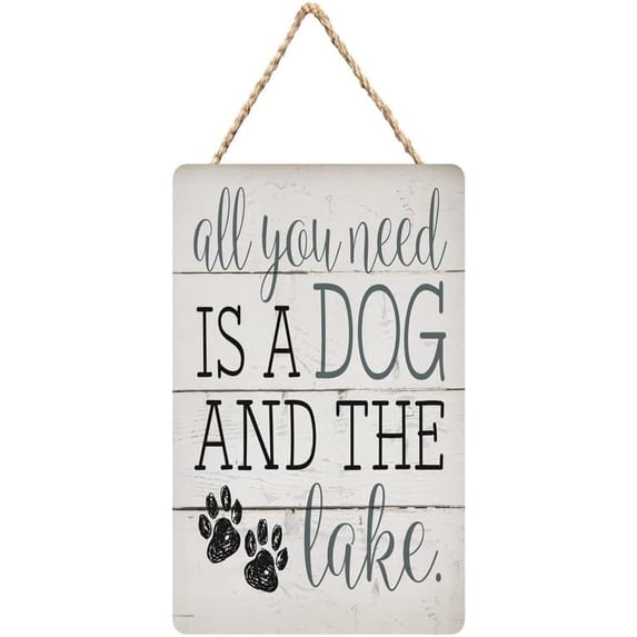 All You Need is A Dog and The Lake Wood Door Sign - 12 x 8 Inch Hanging ...