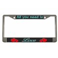thumbnail image 1 of All You Need is Love Style Metal License Plate Frame Personalized/Car Accessories Car Tag Holder Cover (Chrome/Carbon/Turquoise), 1 of 2