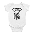 thumbnail image 1 of All You Need is Love and A Pug Cute Baby Bodysuit Bodysuit Newborn-24 Months, 1 of 5