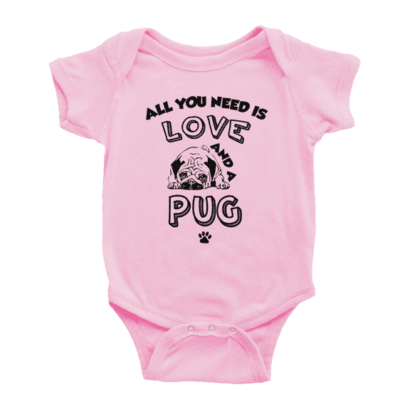All You Need is Love and A Pug Cute Baby Bodysuit Bodysuit Newborn-24 Months