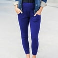 thumbnail image 1 of All Your Basics AXXD Blue Workout Leggings for Women Summer High-Waisted Pleated Leggings With Pocket Nine-Quarter Pants, 1 of 6