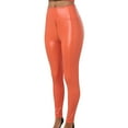 thumbnail image 1 of All Your Basics AXXD Orange Workout Leggings Women Faux Leather Leggings Solid Matte Open Crotch Pants Slim Long Leggings, 1 of 5