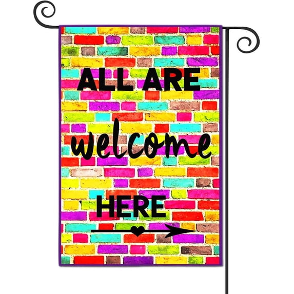 All are Welcome Here Funny Garden Flags Decorative Outdoor Flags Simple and Light 12 X 18 Inches Double Sided
