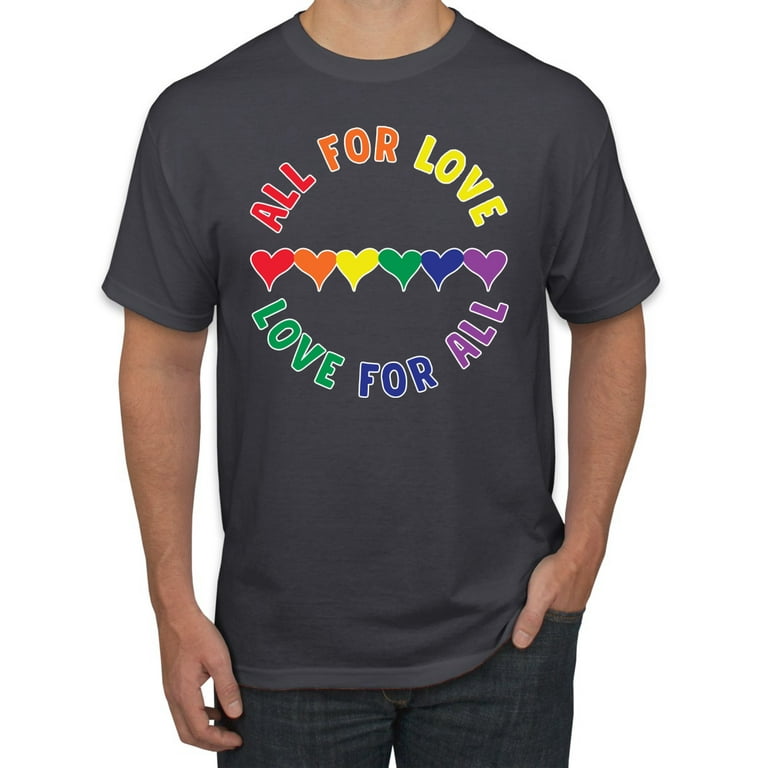 All for Love Love for All LGBTQ Rainbow Pride LGBT Pride Men s Graphic T Shirt Charcoal 4XL