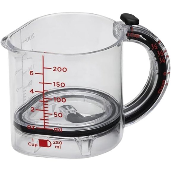 All-in-1 Adjustable Measuring Cup, 4 - In - 1 Measurement Versatility, Can Be Raised to Create Four Different Measurements 1/4 1/3 1/2 and 1