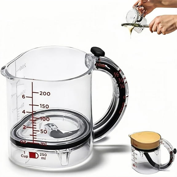 All-in-1 Adjustable Measuring up Cup, 4 - In - 1 Measurement Versatility, Can Be Raised to Create Four Different Measurements 1/4 1/3 1/2 and 1