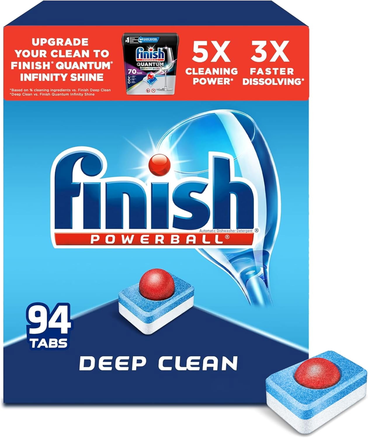 All in 1 - Dishwasher Detergent - Powerball - Dishwashing Tablets - Dish Tabs - Fresh Scent, 94 Count (Pack of 1) - Packaging May Vary