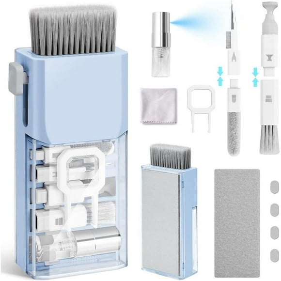 All in 1 Laptop Keyboard Cleaning Kit Compact Cleaner with Brush Spray for MacBook iPad iPhone Tablet Blue