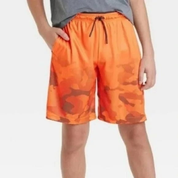 All in Motion Boys' Gradient Gym Shorts - Orange Camo S