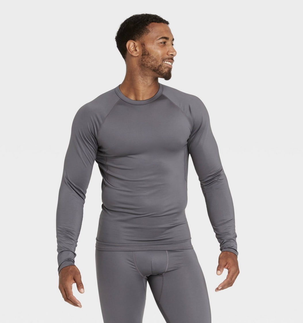 All in Motion Men's Long Sleeve Heavyweight Thermal Undershirt, Gray ...