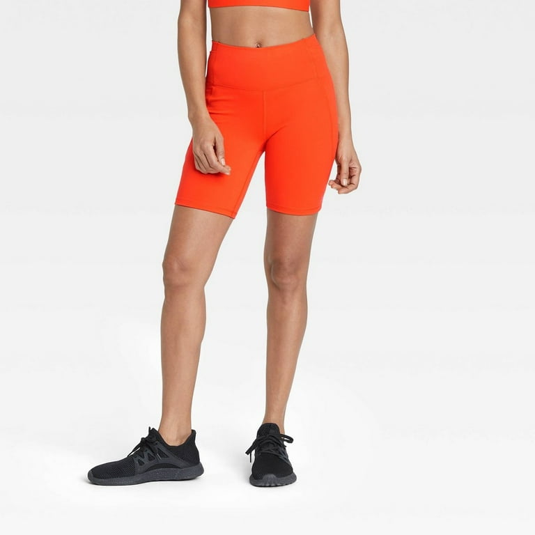 All in Motion Women s Brushed Sculpt Curvy Bike Shorts Extra Small Vibrant Orange
