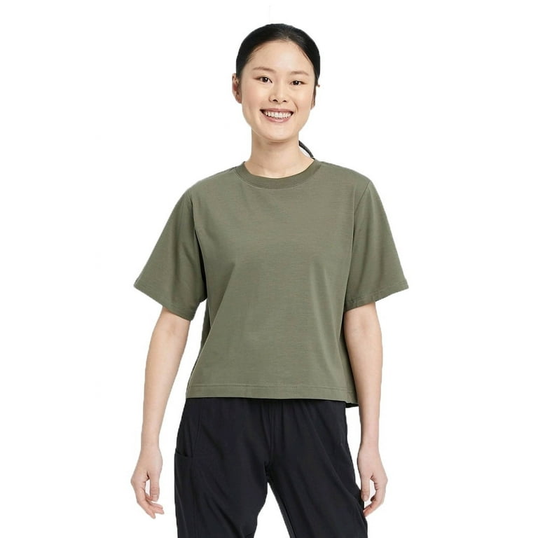 All in Motion Women's Supima Cotton Cropped Short Sleeve Top - (as1, Alpha,  xx_l, Regular, Regular, Olive Green, XX-Large) 