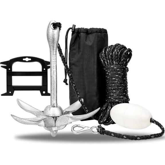 All-in-One 3.5lb Grapnel Anchor Kit, Folding Anchor with Rope Buoy & Bag