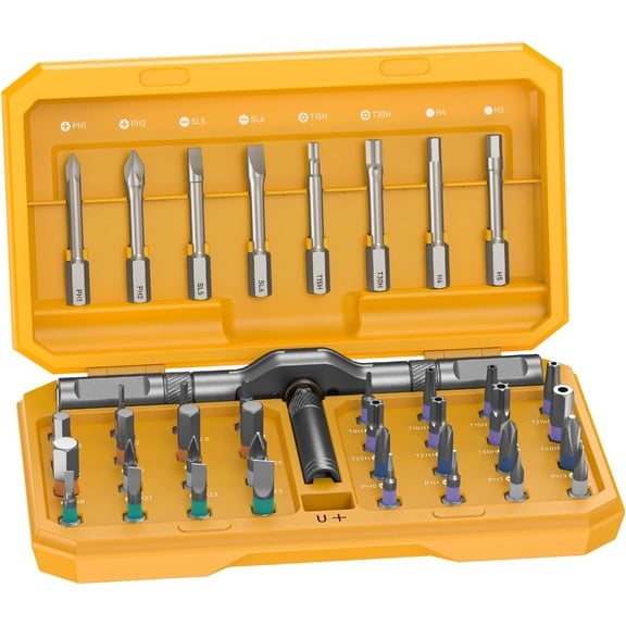 All in One 42 in 1 Magnetic Screwdriver Set Compact Precision Repair Kit for Games Console, Tablet, Ring Doorbell, Glasses, DIY Electronics Yellow