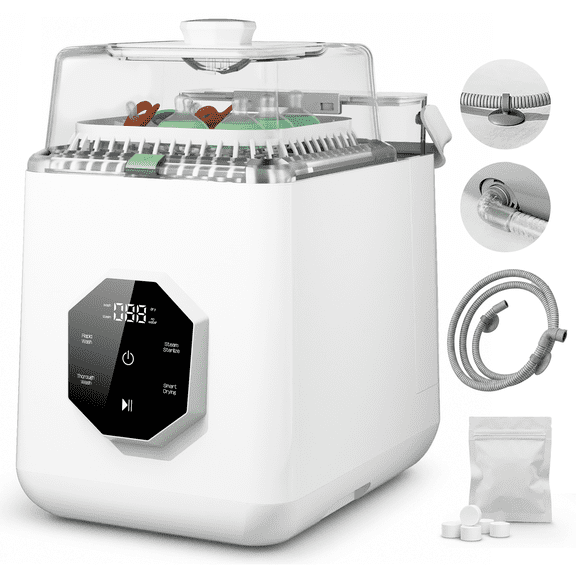 All-in-One Baby Bottle Washer, Sterilizer & Dryer, Fits Pump Parts, Nipples & Pacifiers, Time-Saving & Hands-Free, Baby Essentials, White