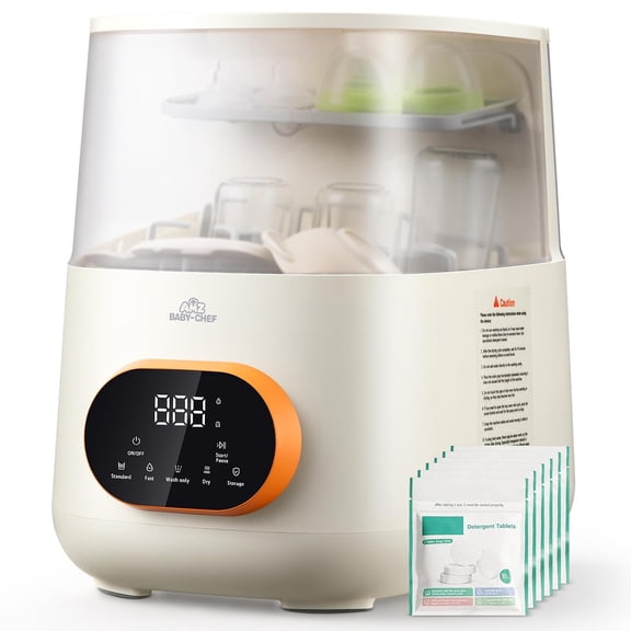 All-in-One Baby Bottle Washer & Sterilizer with 6-Bottle Capacity and Steam Dryer