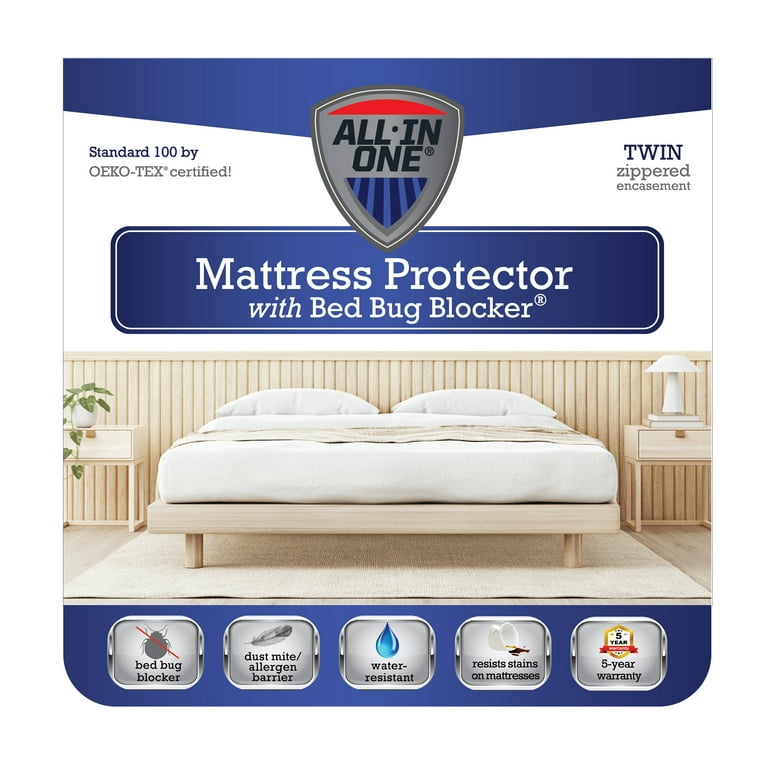 Original Bed Bug Blocker Zippered Mattress Cover Protector, White, Twin