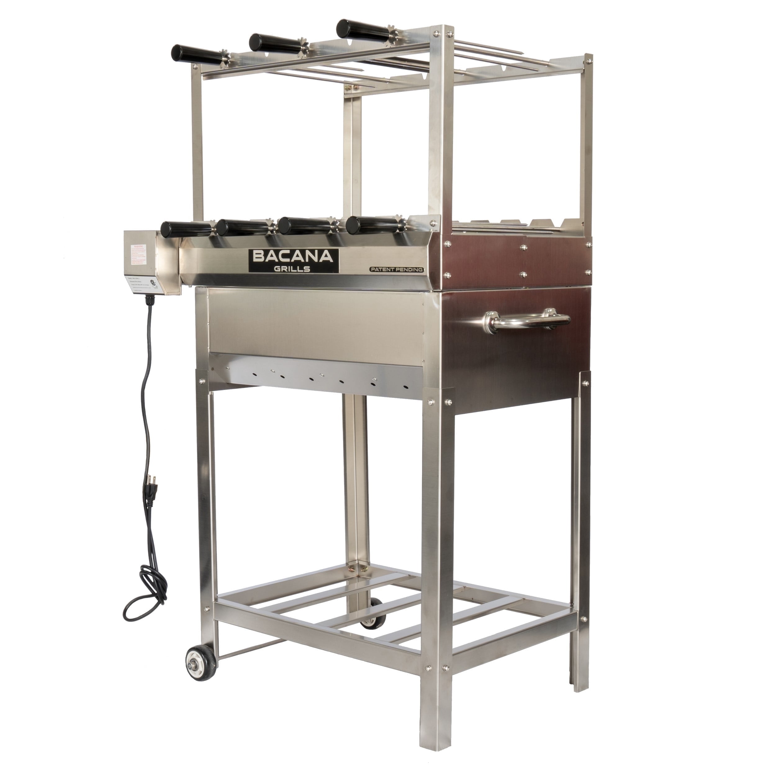 Charcoal Brazilian Electric Rotisserie Grill - 7 skewers - Churrasco - Stainless Steel BBQ