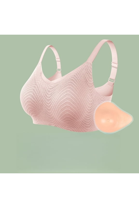 All-in-One Breast Forms with Pocket Bra - 2-in-1 Silicone Inserts for Mastectomy Recovery & Daily Confidence Cosplay Pink