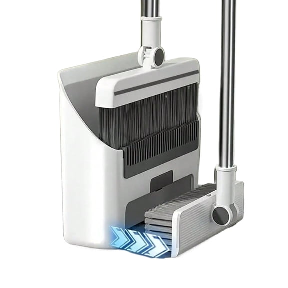 All-in-One Broom & Dustpan Set, Built-in Storage & Comb Edges for Easy Hair Pickup