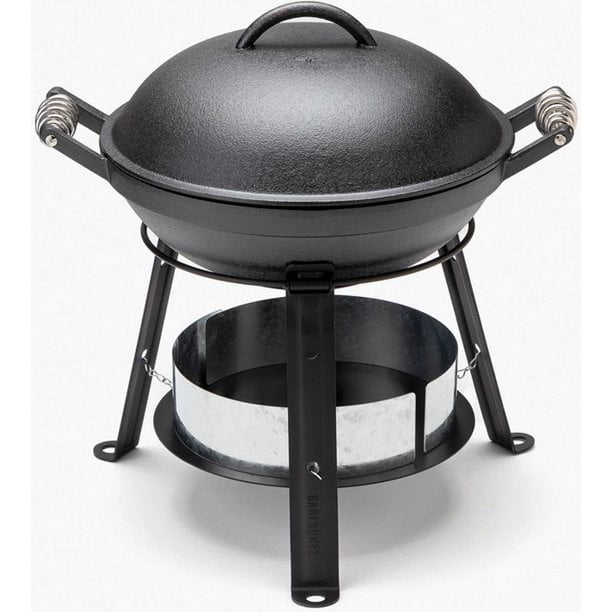 Barebones Black Cast Iron All-In-One Grill with Smoker