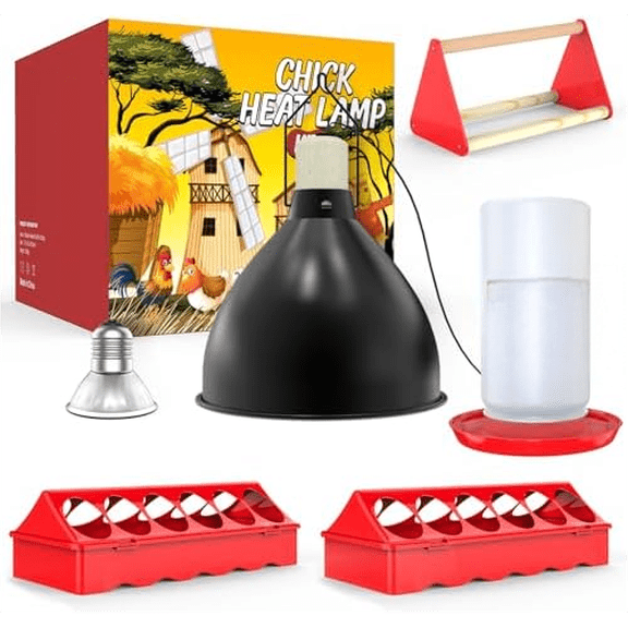All-in-One Chick Brooder Kit with 75W Adjustable Heat Lamp, Spill-Proof Feeder & Waterer, and Rust-Proof Perch Stand for 515 Chicks$$Garden & Patio