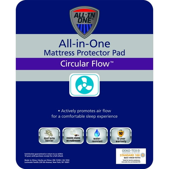All-in-One Circular Flow Breathable & Cooling Fitted Mattress Pad, Full