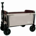 thumbnail image 1 of All-in-One Convertible Folding Camping Wagon Cart: Bench Seat, Storage Compartment & Included Dog Tether, Beige/Brown, 1 of 24