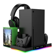 All-in-One Cooling Charging Stand for Xbox Series X XSX Console - Dual Controller Charger, Headphone Hanger, Game Card Storage Rack, Smart Xbox Gaming Accessory for Organized Setup
