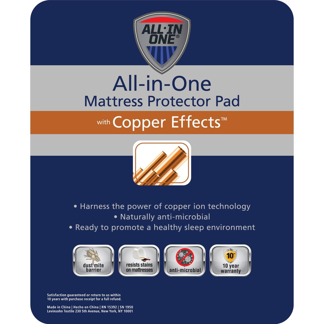 Full Size White Copper Effects Antimicrobial Mattress Pad