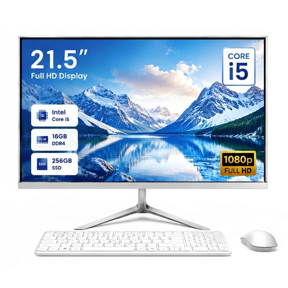 All-in-One Desktop 21.5" FHD Display Intel Core i5 up to 3.1GHz 16GB RAM 256GB SSD Windows 10,Mouse,Keyboard