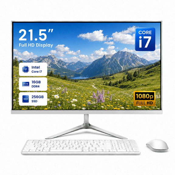 All-in-One Desktop 21.5 FHD Display, Intel Core i7 Up to 3.3GHz, 16GB RAM 256GB SSD, Windows 10 with Keyboard and Mouse