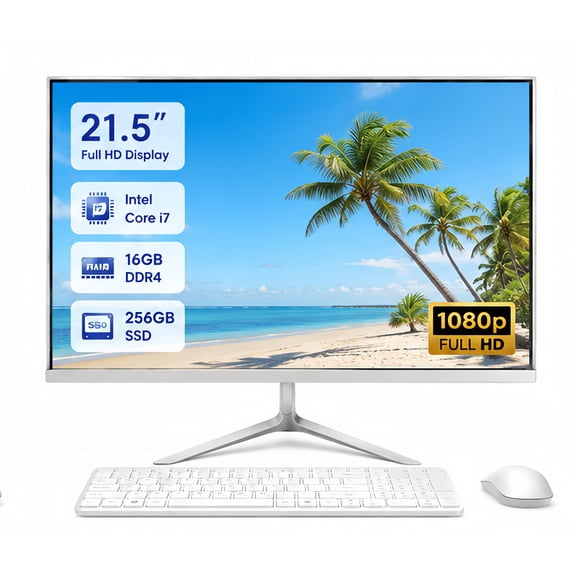 All-in-One Desktop 21.5" Fhd Display Intel Core i7 up to 3.3GHz 16GB RAM 256GB SSD Windows 10,Mouse,Keyboard