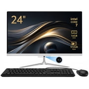 All-in-One Desktop, 24" FHD Display Intel Core i7 up to 4.0GHz 16GB RAM 512GB SSD Windows 10,Mouse,Keyboard ,White
