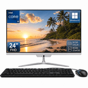All-in-One Desktop 24" FHD , Intel Core i5 Up to 3.6GHz, 16GB RAM 256GB SSD, HD Webcam & 2.1 Speakers, Windows 10, White with Wired Keyboard & Mouse