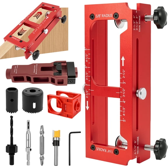 All-in-One Door Hinge & Mortise Jig Kit Sturdy Aluminum Build, Clean & Flush Mortises, Ideal for Precise Recesses & Secure Latch Installation