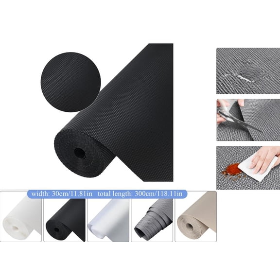 All-in-One Drawer Liner & Shelf Liners for Cabinets – Multi-Room Use: Kitchen, Bathroom, Wardrobe, RV & More (11.8"W x 118"L, Black)