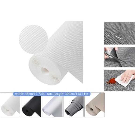 All-in-One Drawer Liner & Shelf Liners for Cabinets – Multi-Room Use: Kitchen, Bathroom, Wardrobe, RV & More (17.7"W x 118"L, White)