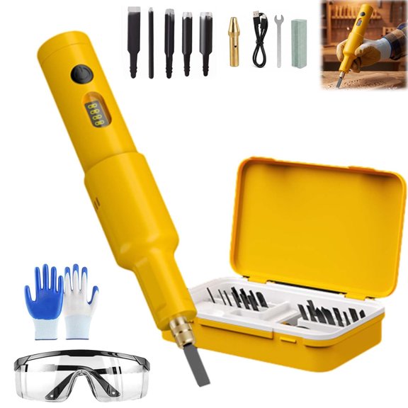 All-in-One Electric Carving Tool Set, 40W Cordless Wood Chisel Kit,5Blade | USB-C Rechargeable, Electric Carving Machine, Adjustable Speed Control, Low Vibration Design, Electric Wood Carving Tool Se